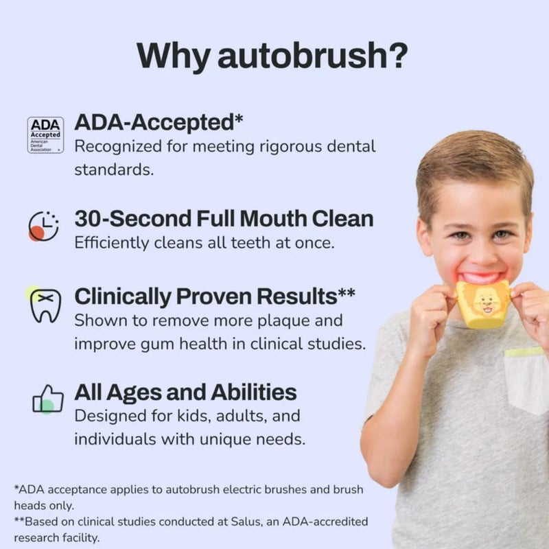 AutoBrush Kids Electric Toothbrush – Only ADA Accepted U-Shaped Toothbrush, Clinically Proven Up to 5.1X Better Cleaning, 30 Seconds, Full-Mouth 360 Coverage, LED Lights, Music, Ages 3-5, Hippo - Image 4